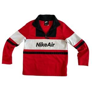 Nike Air Boys Collared Long-Sleeve Shirt Black Red
